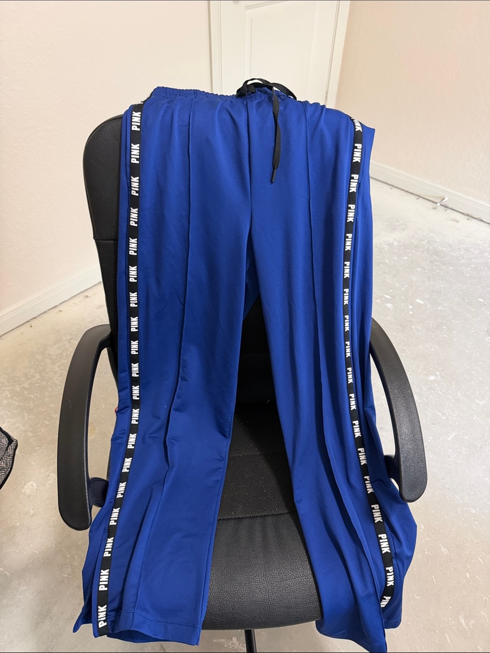 PINK Royal Blue Joggers with Black Logo Tape